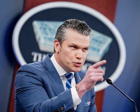 US defence secretary Pete Hegseth holds a briefing on the Iran war