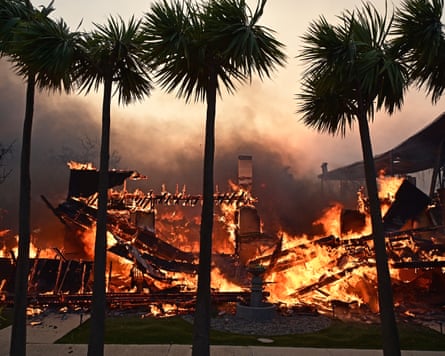 A home burns during a fire.