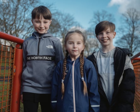 Nathan, Faith and Logan at the sports pitch