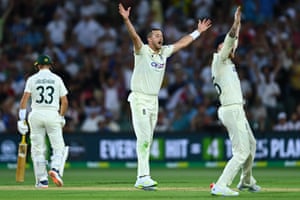 Ashes 2021-22: Australia v England second Test, day one – live! | Sport 1 Ollie Robinson of England appeals unsuccessfully for the wicket of Marnus Labuschagne of Australia.