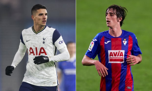 The deal would mean Érik Lamela (left) ending an eight-year association with Spurs and Bryan Gil coming to the Premier League. 