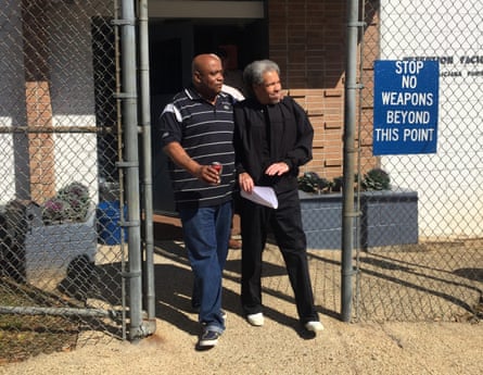Albert Woodfox released from prison in 2016 being accompanied by his brother Michel Mable