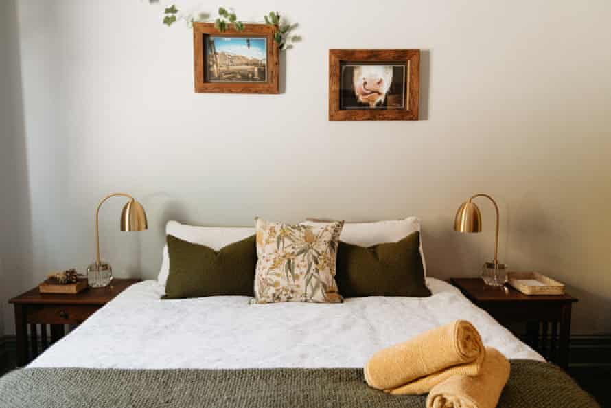 Bedroom in the Victorian Harvest Home hotel.