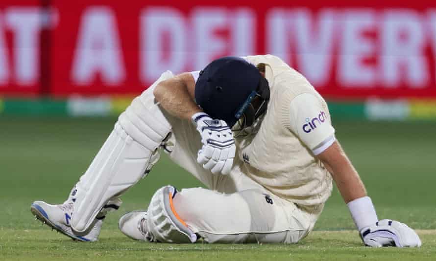 England captain Joe Root awaits treatment during the second Ashes Test in Adelaide