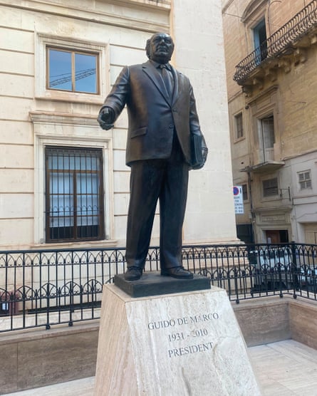 The statue of Guide de Marco outside the courts of justice in Valletta.
