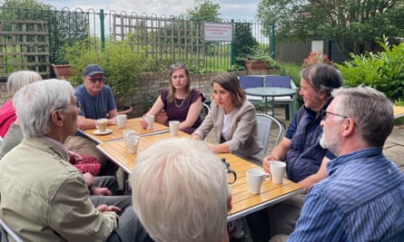 Liz Kendall speaking to pensioners in Thurrock.