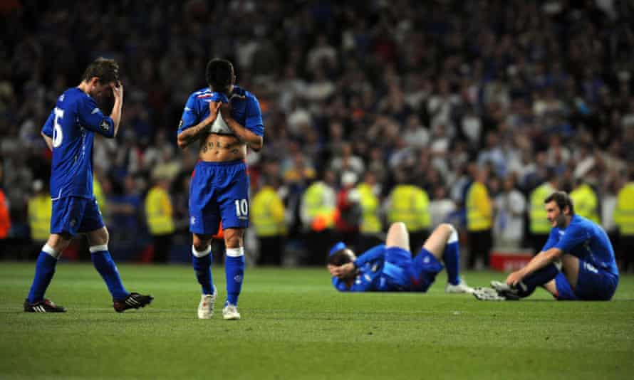 Despair for Rangers after losing to Zenit Saint Petersburg in the 2008 Uefa Cup final.