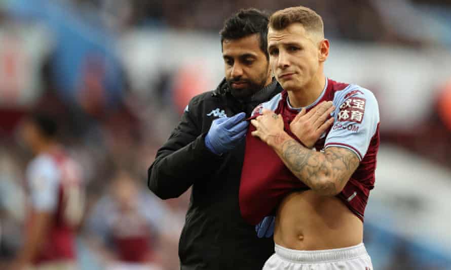 Lucas Digne of Aston Villa is withdrawn due to injury.