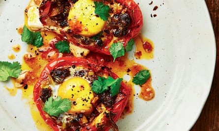 Yotam Ottolenghi’s stuffed peppers with lamb and egg.
