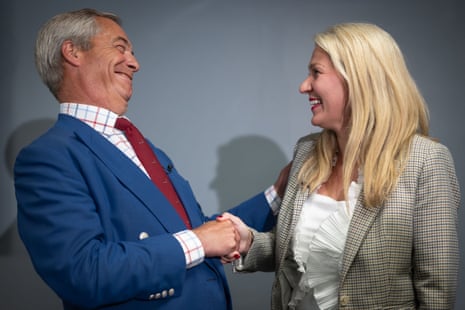 Nigel Farage with Laura Anne Jones at the Royal Welsh Agricultural Show in Builth Wells in July last year, when she announced her defection from the Tories.