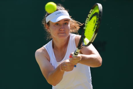 Daria Snigur bashes a backhand during here straight sets win over Leolia Jeanjean.