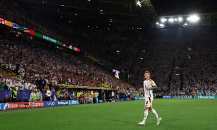Toni Kroos on the pitch in the Euro 2024 game against Denmark