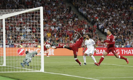 Sadio Mane sticks out a leg and scores Liverpool’s equaliser.