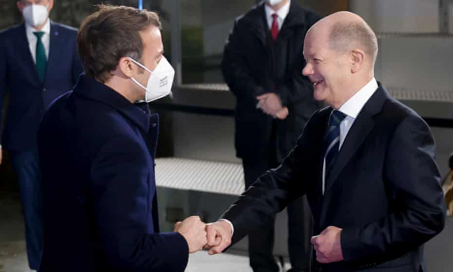 The German chancellor, Olaf Scholz, welcomes the French president, Emmanuel Macron, on Tuesday for talks in Berlin