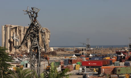 LEBANON: Six dead in violence at Beirut protest against port blast inquiry 8 The port of Beirut and the memorial sculpture of a giant angular figure made from the wreckage of last summer’s blast.