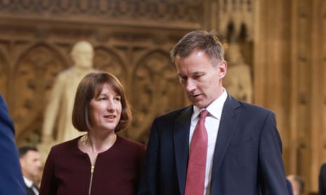 Jeremy Hunt with Rachel Reeves at the state opening of parliament in July.