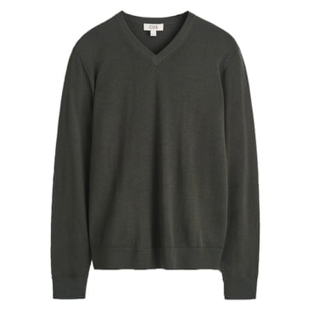 Cos v-neck jumper in olive