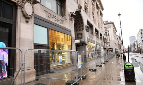 Barriers outside the Topshop store on Oxford Street, London