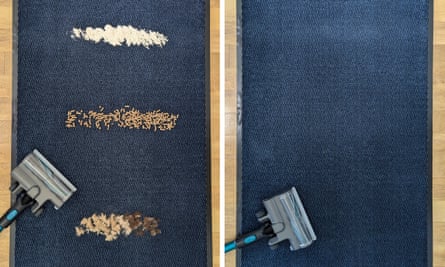 Before (left) and after (right) the Vax HomePro tackled flour, cat litter and pet hair.