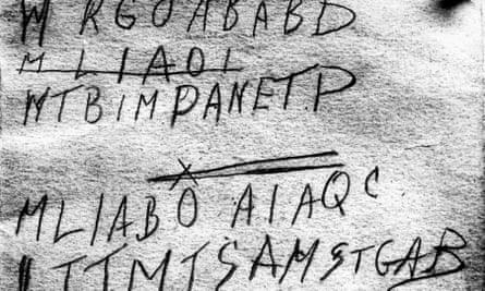 Somerton man: so-called ‘secret code’ found scrawled inside the cover of the Rubáiyát.