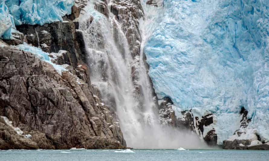 The Santa Inés glacier in the Seno Ballena fjord in Punta Arenas, southern Chile.