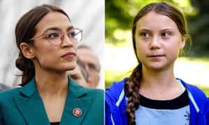 Alexandria Ocasio-Cortez (left) and Greta Thunberg