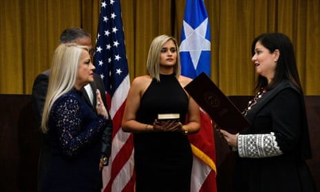 Wanda Vázquez, the former secretary of justice, is sworn in as governor of Puerto Rico.