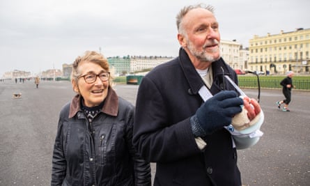 ‘I’m talking to strangers a lot more.’ Sally Swann and her husband Geoff.