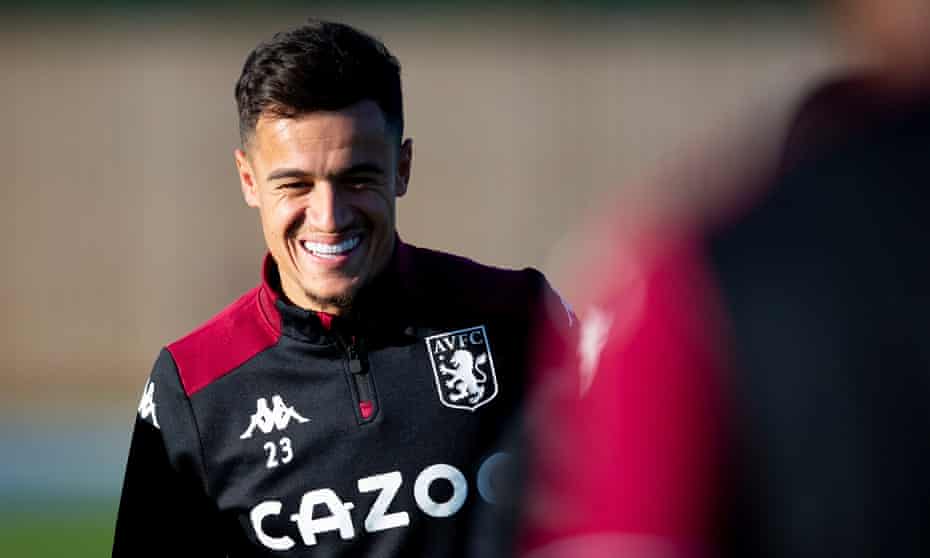 Philippe Coutinho in training with Aston Villa this week. 