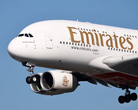 An Emirates plane arrives in Frankfurt from Dubai on Wednesday