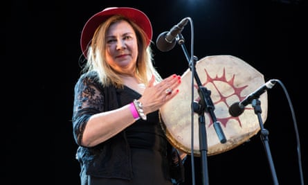 Sami musician Mari Boine on stage in Norway.