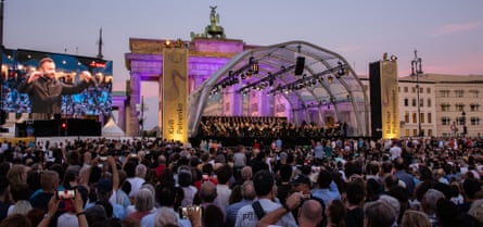 Berlin Philharmonic and Kirill Petrenko give a concert under the Brandenburg Gate in Berlin, Germany, August 2019.
