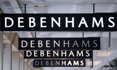 Debenhams signs outside its store in Cardiff