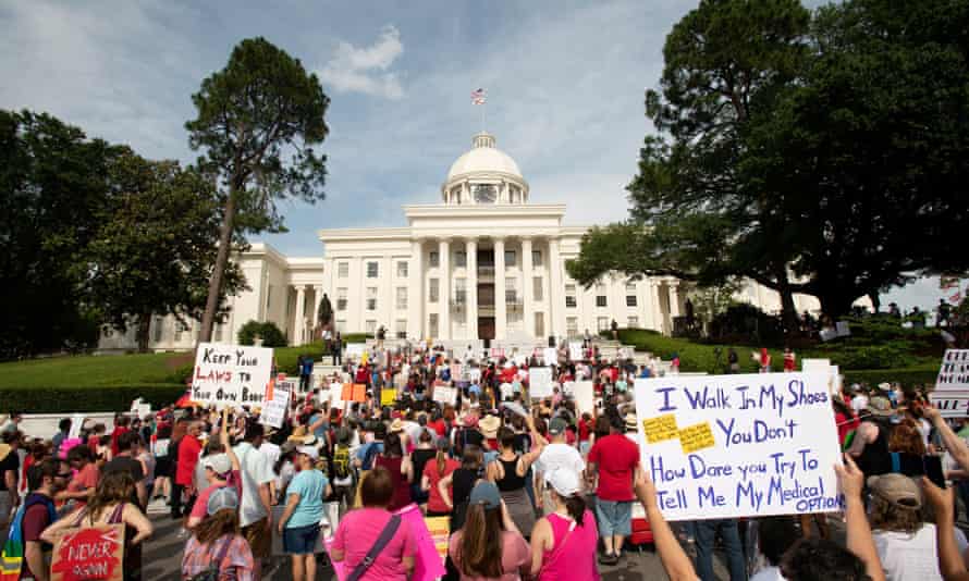 A protest against Alabama abortion law in Montgomery on 19 May 2019.
