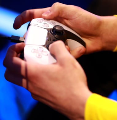 The Playstation 5 DualSense Wireless Controller being used