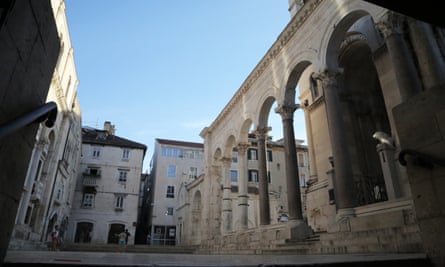 The Peristil Roman courtyard, right at the centre of the Diocletian palace, at dawn.