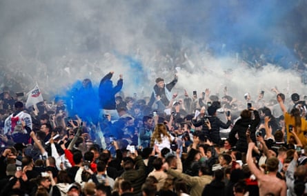 Bolton fans celebrate after booking their place at Wembley, where they will play either Peterborough or Oxford United