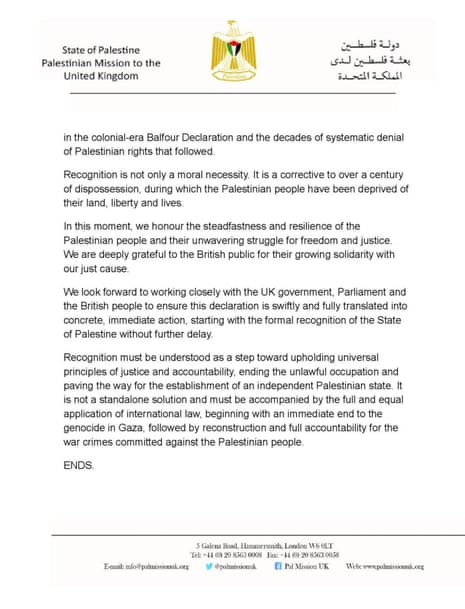 Statement on Starmer's announcement