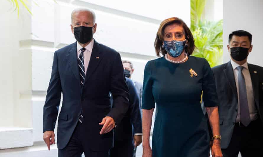 Joe Biden visits Capitol Hill wit the House speaker, Nancy Pelosi, to negotiate with congressional Democrats on his sweeping domestic agenda last month.