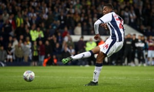 Tosin Adarabioyo of West Bromwich Albion marks the penalty.