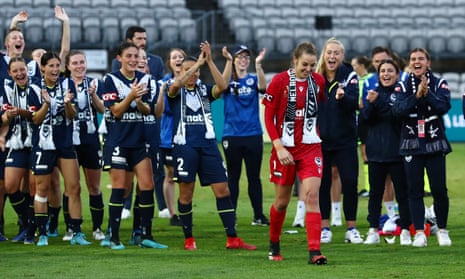 Casey Dumont is awarded the player of the match after Melbourne Victory’s A-League Women grand final win over Sydney FC.