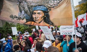 Members of First Nations march in Montreal, October 2015