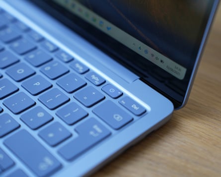 The fingerprint-scanning power button of the Microsoft Surface Laptop 13in.