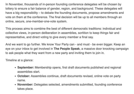 Extract from 'Your Party' email to supporters