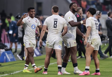Emmanuel Iyogun celebrates victory over Argentina in July on his debut for England.
