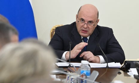 Mikhail Mishustin chairs a meeting with his deputies in Moscow on Monday