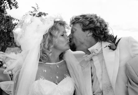 Richard Branson and Joan Templeman at their wedding on Necker Island in the Caribbean.