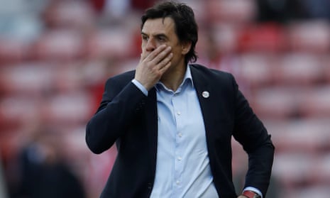 Sunderland manager Chris Coleman reacts during their 2-1 defeat to Burton.