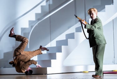 Jake Ingbar (Armindo) and Katie Bray (Rosmira) in Partenope by Handel, an English National Opera Production at the London Coliseum.