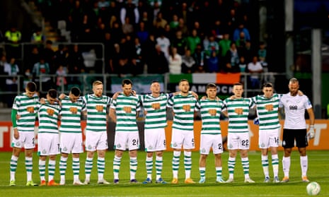 Shamrock Rovers stand for a minute’s silence before their Europa Conference League game at home to Djurgården